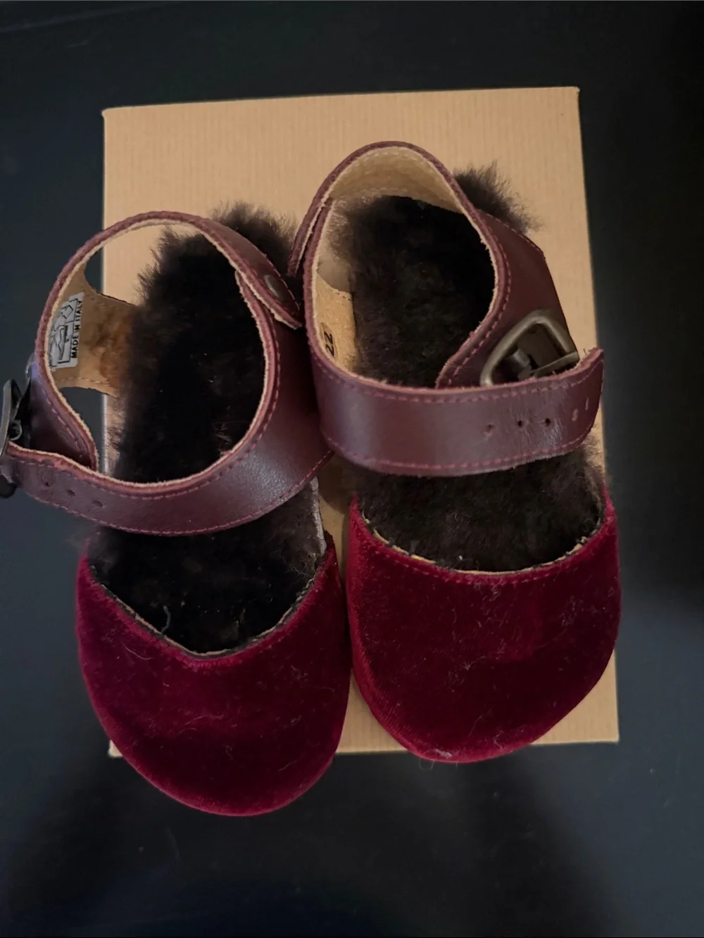 Pepe Jeans Burgundy Velvet Front-Strap Baby Sandals